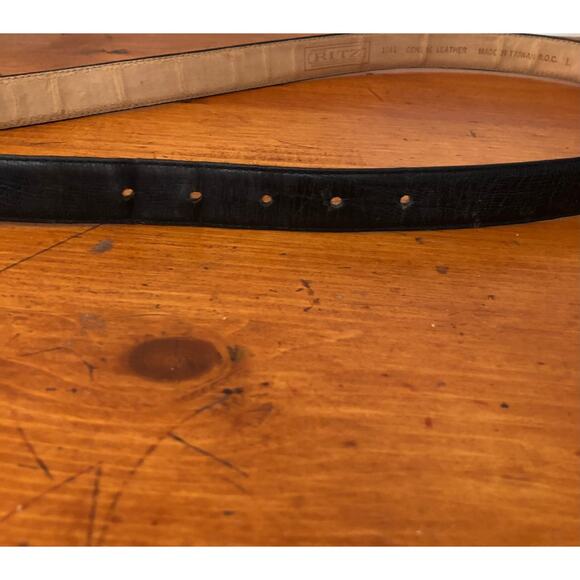 Ritz Accessories Collection Genuine Leather Belt Black Gold Tone Buckle Large - Picture 15 of 16